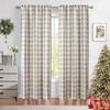 Bapawfish Tan Gingham Buffalo Check Beige and White Window Curtain