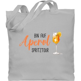 Shirtracer - Cotton Bag - Carnival & Fancy Dress - Bags - Bin auf Aperol Spritztour JGA Girls' Evening Spritz Tour, 2 Light Grey