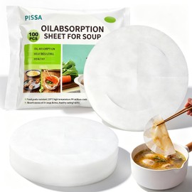 Epakh Oil Absorption Sheets for Soup, 100 Pcs 7in Round Food Grade Edible Paper, Oil Blotting & Absorbing Sheets for Cooking, Grease Skimmer for Broth, Hot Pot, Frying