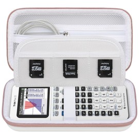 Elonbo Carrying Case for Texas Instruments TI-84 Plus CE/TI-84 Plus/TI-83 Plus/TI-83 Plus CE Color Graphing Calculator, Extra Mesh Pocket Fits Charging Cable Charger Manual, White