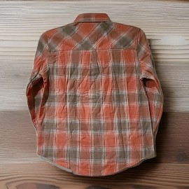 Moosejaw 100% Organic Cotton Womens Flannel Button Up Moosejaw Cabin Flamingo/Taupe SMALL