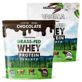Opportuniteas Grass Fed Vanilla Choco Whey Protein Isolate Powder - 20g Protein Powder Without Artificial Sweeteners, Hormone-Free Cows, Non GMO - 5lb