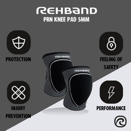 Rehband Knee Pads for Volleyball, Handball & Indoor Sports, Neoprene Knee Sleeve Protector, Comfortable & Snug Fit, Shock-absorbing Sports Knee Pads Unisex, Colour:Steel Grey - 1 Pair, Size:Small