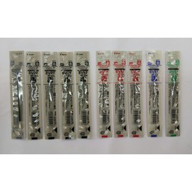 Pilot Oil Based Ballpoint Pen Refills, Fine Point, 0.028 inches (0.7 mm), 5 Black / 3 Red / 1 Blue / 1 Green BVRF-8F-B/R/L/G Set of 10