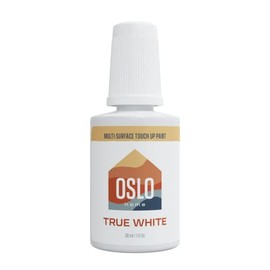 Oslo Home Touch Up Paint, 1oz True White Satin Finish, w/ brush in bottle, quick drying, self-priming, for rental and home repairs, walls, trim, kitchen cabinets, furniture, shutters and more