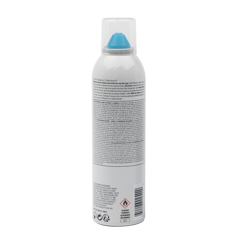 RUSK Designer Collection Mousse Maximum Volume and Control, Firm-Holding Styling