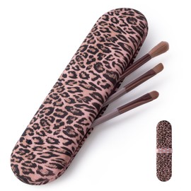 WEYOVGO Travel Makeup Brush Holder, Silicon Trendy and Portable Cosmetic Face Brushes Holder, Make Up Organizer Bag Case, Cosmetic pouch,Toiletry Organizer (Pink Cat's Eye)