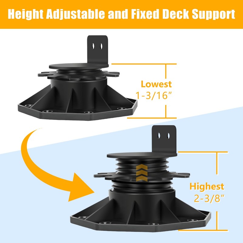 24 Pack Adjustable Deck Support Pedestal, Deck Foundation Base Support
