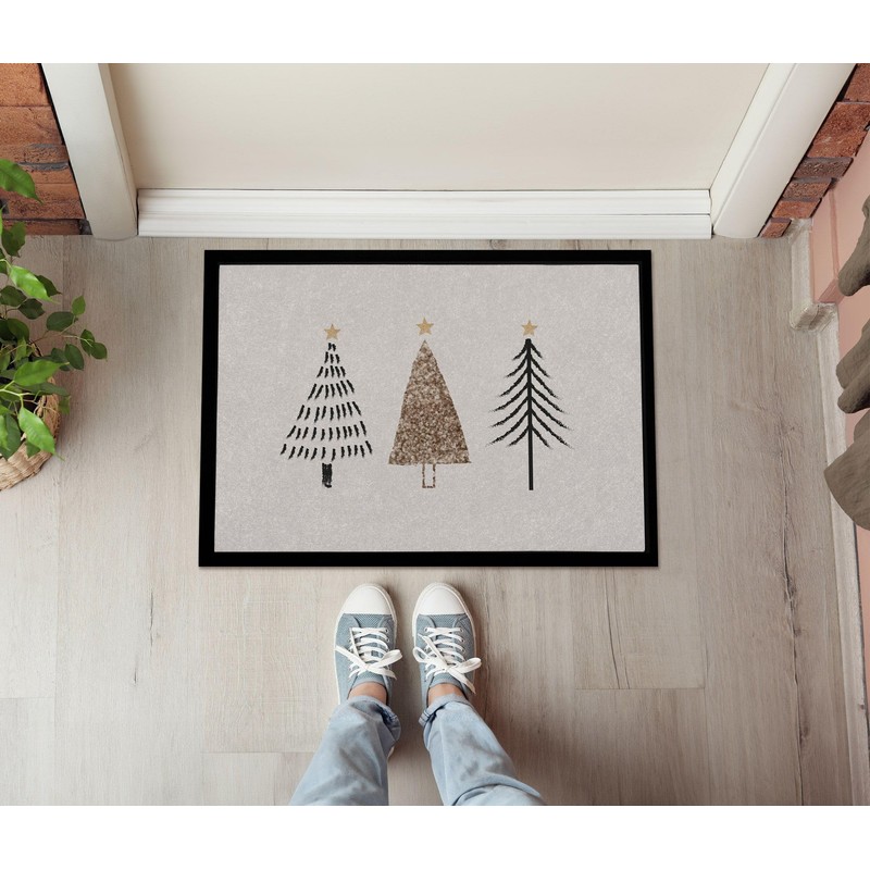 MoonWorks® Doormat Winter Trees Skandi Style Merry Christmas Non-Slip &