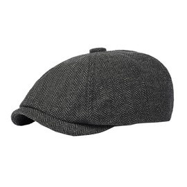 Men Classic Newsboy Cap 8 Panel Gatsby Flat Cap Ivy Golf Cabbie Hat Herringbone Cabbie Flat Cap Herringbone Newsboy Hat Darkgray