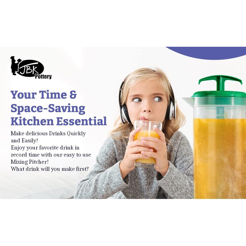 JBK Pottery - Mixing Pitcher for Drinks, Plastic Water Pitcher