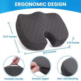 TushGuard Seat Cushion - Memory Foam Cushion for Office Chair, Car Seat, Airplane, Blea...