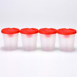 TOP-MAX Paint Cups with Lids, Plastic Non-Spill Paint Pot, for Kids Childrens School Equipment, Pack of 4, Red