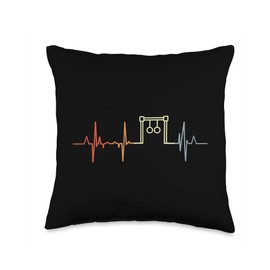 I Love Gymnastic Rings Heartbeat ECG Vintage Throw Pillow