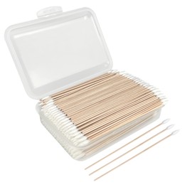 6 Inch Pointed Tips Cotton Swabs - Long Wooden Stick Cotton Buds Pointed Cotton Swabs With Case - Cotton Tipped Applicators For Makeup, Cleaning Gun, Electronics, Hard To Reach Area(400 count)