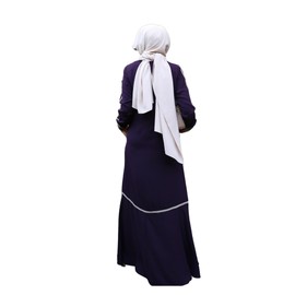 Abaya for Muslim Women Zipper and Stripe Detail on Skirt and Sleeves | Long Sleeve Dress Islamic Kaftan Hijab Robe Prayer