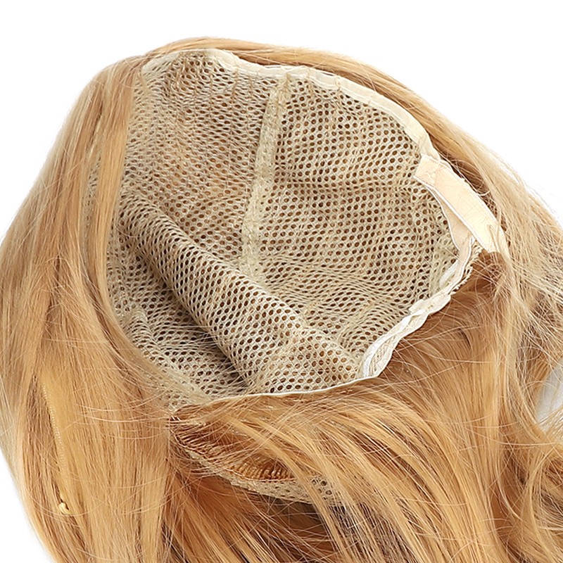 Women Long Hair Wig Light Brown Color Middle Parting Breathable