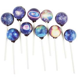 Sparko Sweets 10 Piece Big Bang Galaxy Lollipops Stars Designs in Space Foil Gift Pack Large Sphere, Handcrafted in USA, 1.5 Pounds