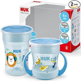 NUK Magic Cup & Mini Cup Drinking Cup, Duo Set, Leak-proof 360° Drinking Rim, from 6 Months and BPA-Free, 160 ml & 230 ml, Blue