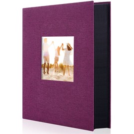 Miaikoe Photo Album 6x4 300 Pockets Slip in Large Capacity Album for Family Wedding Anniversary Linen Album Book Holds 300 Horizontal 10x15cm Photos(300 Pockets, Purple)