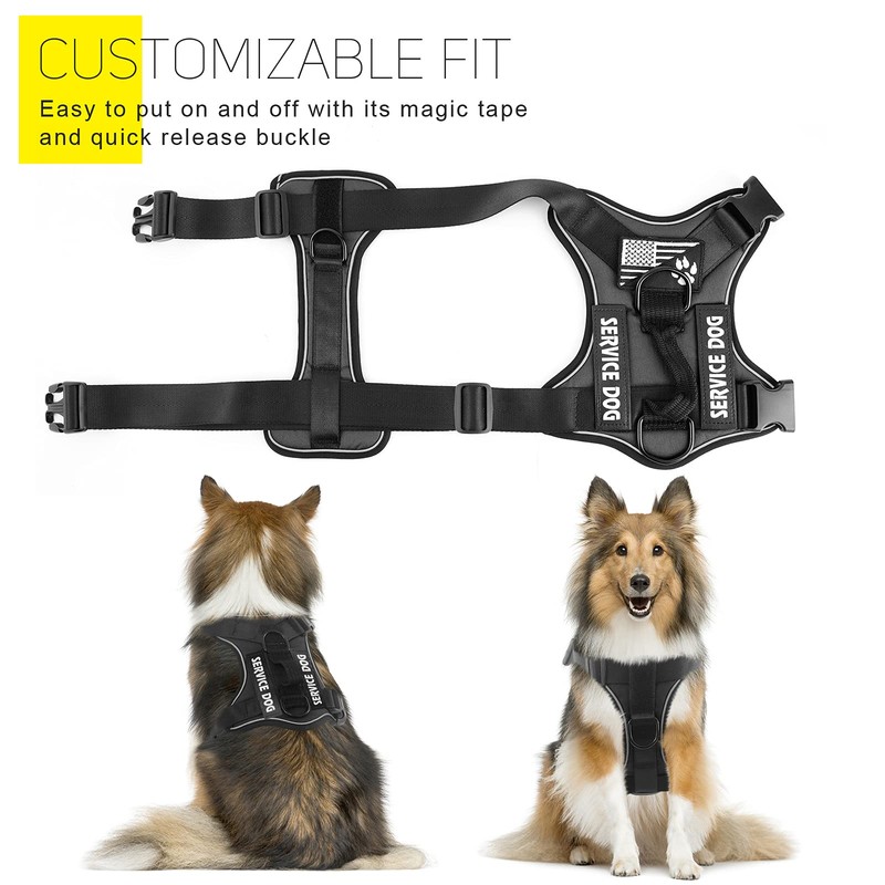 Demigreat Service Dog Harness, Reflective Dog Vest Harness with 5