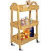 3-Tier Wooden Rolling Cart- Wooden Utility Cart wit Wheels- Utility