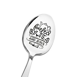 Religious Christening Gifts for Godson Goddaughter Birthday Christmas Gifts for Christian Inspirational Motivational Gifts for Women Men Jesus Spoon Gift for Christian Easter Gifts for Tea Lovers