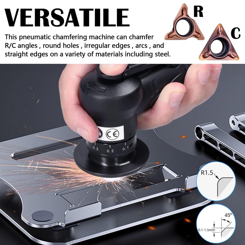 Pneumatic Chamfering Machine, 2-in-1 Mini Air Chamfering Tool, Pneumatic Chamfering