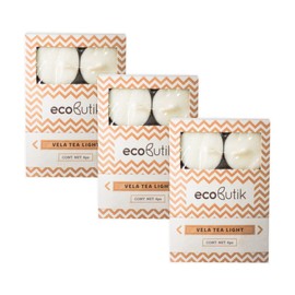 ECOBUTIK Cajitas con 6 velitas Tea Light de SOYA con Delicioso Aroma a Vainilla Ideales para difusores o Decoraciones.