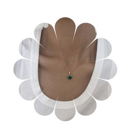 Yheakne Vintage Emerald Green Choker Necklace, Golden Emerald Necklace, Round Emerald Crystal Necklace, Minimal Pendant Necklace, Chain Jewellery for Women and Girls (Round)