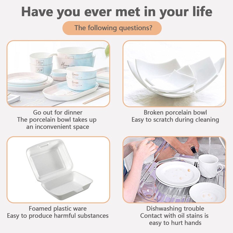Fayear 50-Pack Disposable Paper Bowls, Biodegradable and Compostable, Eco-Friendly Disposable