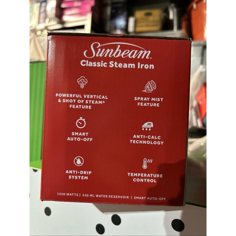 Sunbeam 1250W Classic Steam Iron with Shot of Steam Feature