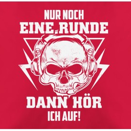 Cushion Cover - Statement Cushion with Sayings - Nur noch eine Runde Dann hörich auf Totenkopf - Gamer Gift Gamer Gifts Gaming Gift Idea Christmas Game - 50 x 50 cm - Red