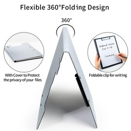 URbantin A4 Clipboard,5 Pack A4 Foldable Clipboards with Two Clips File Document Organiser,A4 Clipboards Clip Board for Business,Office,School or Restaurant (Grey)