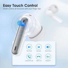 Wireless Earbuds, Bluetooth 5.3 Headphones with 4 Mics, ENC Noise Cancelling Wireless Headphones, IPX7 Waterproof Earbuds, 50H Deep Bass Sport Bluetooth Earbuds for Sports, Gym, Workout (Grey)