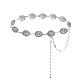 TOPACC Silver Western belt for Woman Cowgirl Chain Belt Metal Concho Belt Waist Chain Belt for Dresses Jeans Country Concert Outfit