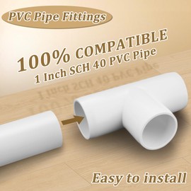 16-Pack 1" PVC Fittings Tee, Furniture Grade 1 Inch PVC Pipe Fittings 3 Way, UV Resistant, Fits SCH40 Pipe DIY Garden Shelves, Greenhouse, Shelf