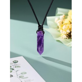 JSDDE Natural Amethyst Crystal Necklace for Women Wen Reiki Healing Hexagonal Point Crystals Stone Pendant Necklaces Jewellery