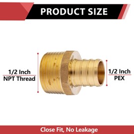 (Pack of 10) EFIELD Pex 1/2 Inch x 1/2 Inch Male NPT Adapter Brass Crimp Fittings (1/2" x 1/2"),(PEX1807017)