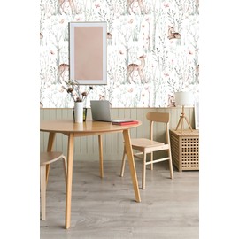 ZHENNEHZ Peel and Stick Wallpaper, Deer Forest Self Adhesive Wallpaper Waterproof and Oil-Proof Paper Home Decoration 17.3 "x 118"(44 cm x 3 m)