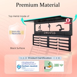 iBobbish Non-Slip Medal Hanger Display Trophy Shelf, Gymnastics Medal Hanger Display For Wall with 4 Rows,Trophy Medal Display Upgraded Medal Holder Display For gymanstics