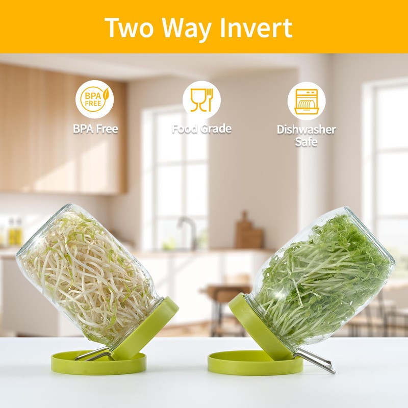 Luckyiren 2 Set Seed Sprouter Kit for Wide Mouth Jars