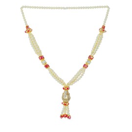 Artificial Mala Pearl Beads Garland Haar Moti Mala for Idol-Mala for God Statues Accessories Pooja Sringar Articles Ornament for Indian Traditional Cultural Festival Decoration(Size-9")(White)