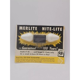 Merlite Vintage New In Package Merlite 100 Year Nite-Lite Plug In Wall Night Light NOS