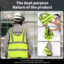 WurdeWindig High Visibility Safety Vest, Breathable Zipper Design with Dual Pockets, Lightweight & Weather-Resistant for Construction, Roadwork, Warehouse(Yellow,M)