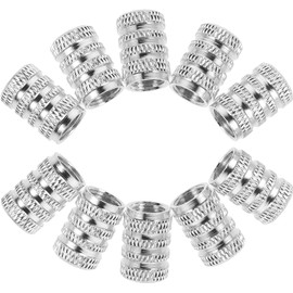 TEHAUX 10 Piezas Tapones Decorativos para Válvulas de Neumáticos de Coche Tapas de Válvulas de Neumáticos Aleación de Aluminio Plata Diseño Roscado para Coche y Bicicleta