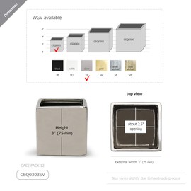 WGV Ceramic Cube Vase Bulk Width 3" Height 3" (Fits 2.5" Pot) Elegant Modern Small Square Floral Planter Terrarium Container Table Dresser for Event Accent Home Office Decor Silver 12 Pieces