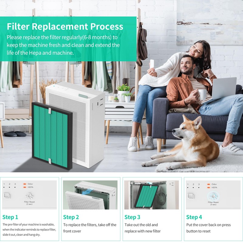 2 Pack Upgraded Airmega 150 Filter Replacement Compatible with Coway