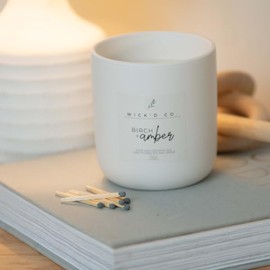 Birch + Amber Scented Candle – Hand Poured – Luxury Scented Soy Jar Candle – Made with Essential Oils – 100% Natural Cotton Wick – for Home, Spa, Meditation, Yoga, Pampering, Gifts – 10 oz