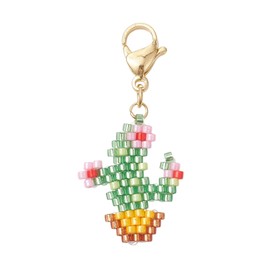 COGCHARGER 1 x Bag Pendant Key Ring Purse Accessories Pendant Cute Glass Beads Pendant for Women Handbag DIY Accessories, Cactus
